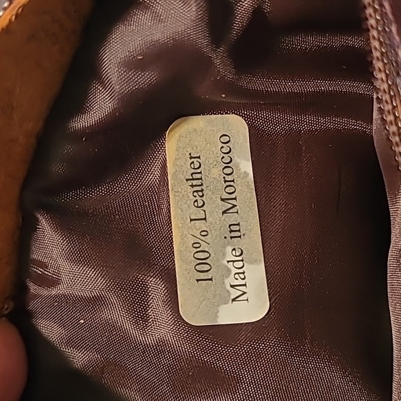 Genuine Leather Brown Flap Crossbody Bag Made In Morocco Natural Horn Pendant - Picture 12 of 16